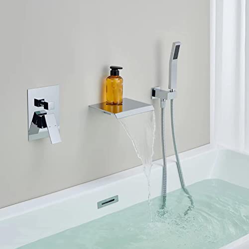 Mitigeur baignoire cascade eau chaude froide avec douchette à main chrome - 3