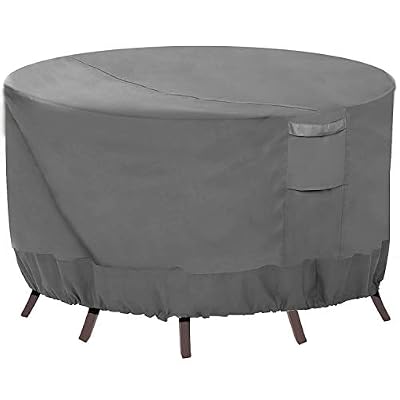 Vailge Round Patio Furniture Covers, 100% Waterproof Outdoor Table Chair Set Covers, Anti-Fading Cover for Outdoor Furniture Set, UV Resistant, 96"DIAx28"H, Grey