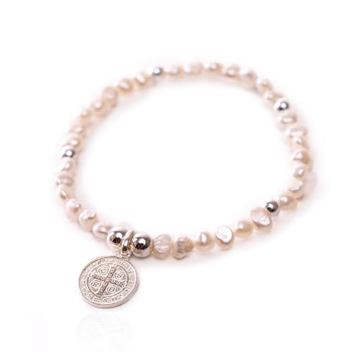 Bracelet Saint Benoît en argent vermeil et perles d'eau douce