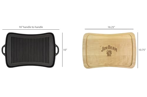 Jim Beam Cast Iron Fajita Pan with Wooden Trivet, Pre-Seasoned Ideal for Barbecuing and Camping, Large, Black,JB0206 by Jim Beam - Image 5