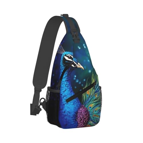 Bolso cruzado de pecho para hombre mochila bandolera color pavo real miniatura 2