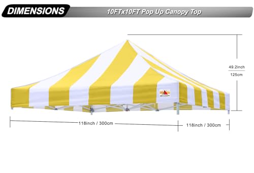 Image of ABCCANOPY Replacement Canopy Top for Pop Up Tent 10x10 Yellow Stripe
