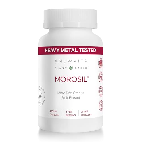 Anew Vita Morosil - Moro Red Orange Extract from Italy | Clinically Tested | Plant Based | Blood Orange | Non-GMO Gluten Free 30 Vegetable Capsules | Made in USA