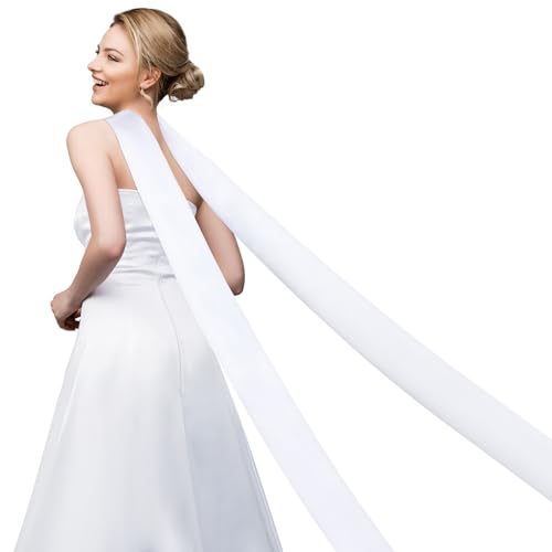 142 Inch Satin Bridal Neck Scarf Long Wedding Neck Scarf Length Draped Bride Wrap White Satin Shawl Bridal Wedding Wrap Long Evening Shawl for Women