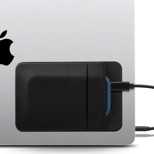 Afterplug 2-Fächer Haftende Festplattenhalterung für Laptop, Aufklebbare Tasche für externe portable SSD, HDD, schlanke Maus und Kabel (Klein - passt für SSD)