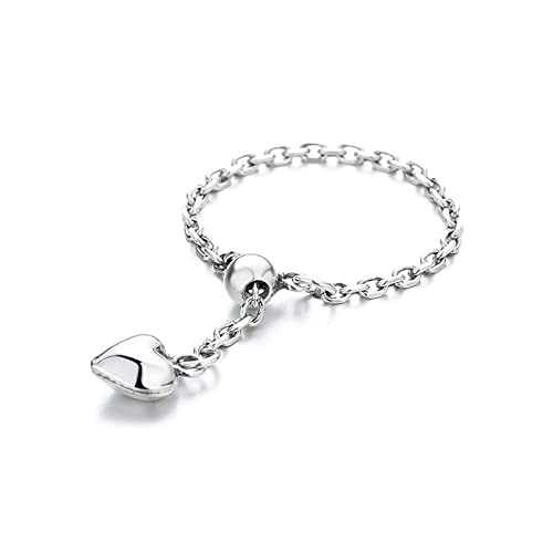 Bague en argent sterling 925 femme bague ouverture réglable pendentif coeur