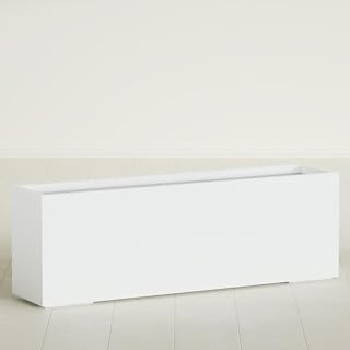 Greenline Leo Tall Rectangular Fiberglass Planter, Outdoor Planter Box | Weather & UV-resistant fiberglass rectangular trough planter, white, 72"x16"x24", tall indoor/outdoor