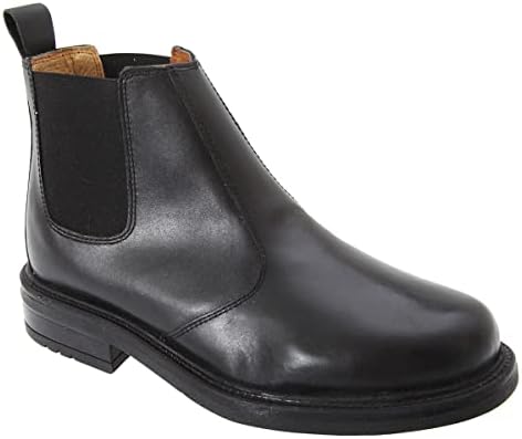 Roamers Mens Leather Quarter Lining Gusset Chelsea Boots (10 US) (Black)
