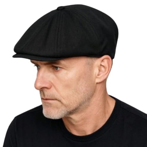 Men's Plain Black Felt Wool Cap Newsboy Baker Boy Style Size 58-5...
