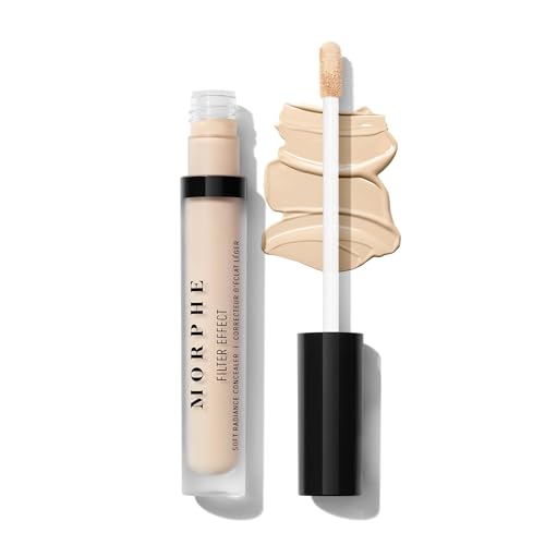 Morphe Filter Effect Soft Radiance Concealer - Buildable Coverage Liquid Concealer Face Makeup with Hyaluronic Acid & Pomegranate Extract & a Natural Radiant Finish - Light 4 (Warm) (0.12 fl oz)