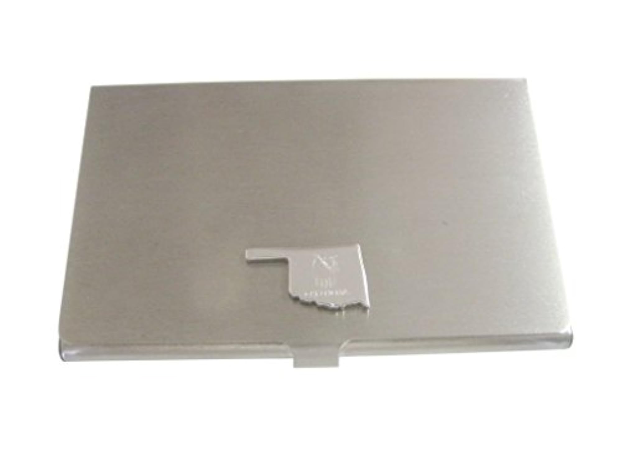 Oklahoma State Map Shape and Flag Design Business Card Holder
