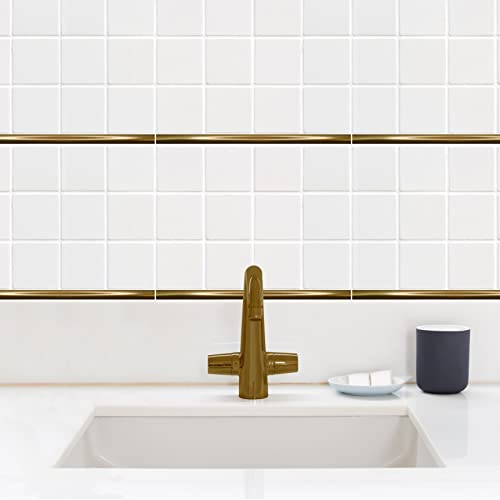 Questech Décor Quarter Round Tile Liner, 1/2 X 12 Inch Jolly Corner Tile Shower Trim, Decorative Kitchen Backsplash Tile Edge Trim Cap, Gold Finish, 12 Pack #TOP3