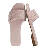 CUSHIONAIRE Franca Woven Slide Sandals Women Dressy or Casual with Memory Foam | Comfortable Summer Shoes for Women | Lightweight Slip-On Flat Sandals | Wide Widths Available, BLUSH 8.5