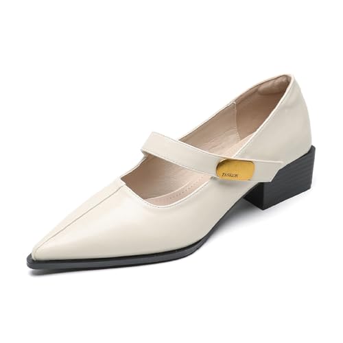 Women’S Ankle Strap Chunky Pumps Closed Pointed Toe Buckle Block Heel Dress Shoes Elegant Wedding Party Shoes