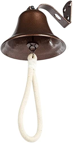 Hanging Bell Dinner Bell Outdoor Bell Bracket Mount Wall Bell Indoor Rope Bell Ship/Boat/Nautical/Door/School/Reception/Home/Church Bell(Copper) #TOP6