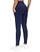 THE GYM PEOPLE Thick High Waist Yoga Pants with Pockets, Tummy Control Workout Running Yoga Leggings for Women (Large, Blue)