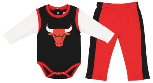 Image of Outerstuff Chicago Bulls NBA Newborn (0-9M) Infant (12M-18M) Creeper Pant Set, Red/Black