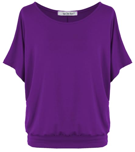 Van Der Rich ® - Oversize T-Shirt mit Fledermausärme - Damen(Violett, L)