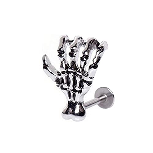 LALANG 1 pc Lip Stud Earring Skeleton Hand Ear Cuff Piercing Ring Bar Jewelry