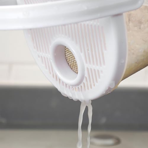 Rice Washer Strainer Bowl with Top Drainer, Microporous Small Colander Washing Bowl Rice Cleaner Strainer Colander for Washing Rice, Multigrain, Beans & Small Grain Food by Yulatik - Used condition - Image 3