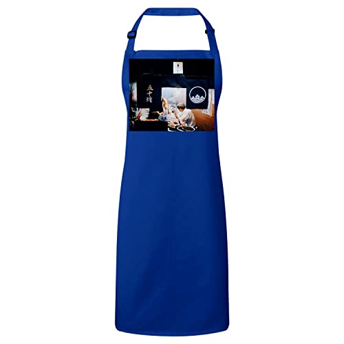Tablier cuisine bleu pour restaurant japonais et grillades yakitori au barbecue