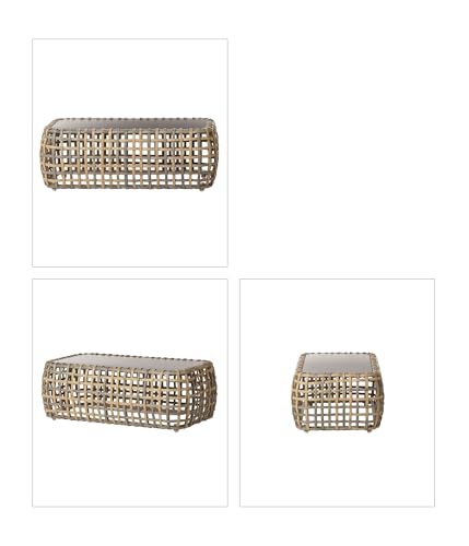 Dehner Lounge-Tisch Washington, in Rattanoptik, 108 x 39 x 58 cm, Aluminium/Polyester/Kunststoffgeflecht, Hellbraun/braun