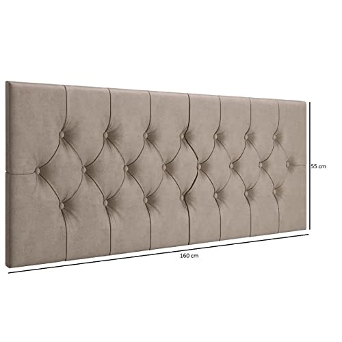 Cabeceira Cama Casal Queen Box Estofada 1,60 CAPITONÊ Suspensa - Bege Suede