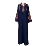 Elegant Middle East Women Evening Dress Night Party Wear Prom Gown Abaya Dubai Arabic Robe Blue XXL