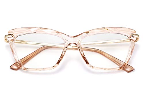 Feisedy Crystal Cat Eye Reading Glasses Blue Light Blocking Reader Anti Eyestrain Glasses B2596 Champagne 3.00X #TOP4