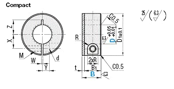 Shaft Collars - Slit, with Damper One Piece Clamp-on 20mm 1pc