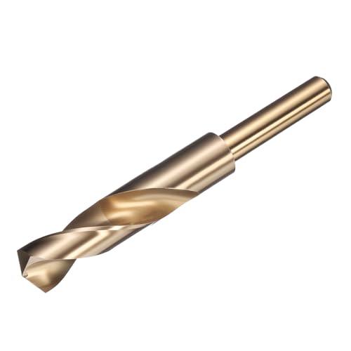 sourcing map 19.5mm Drill Bit 1/2" Reduced Shank 3-Flat M2 High-Speed Steel Twist Gold Finish 135° Bits for Hard Metal Stainless Steel,1pcs
