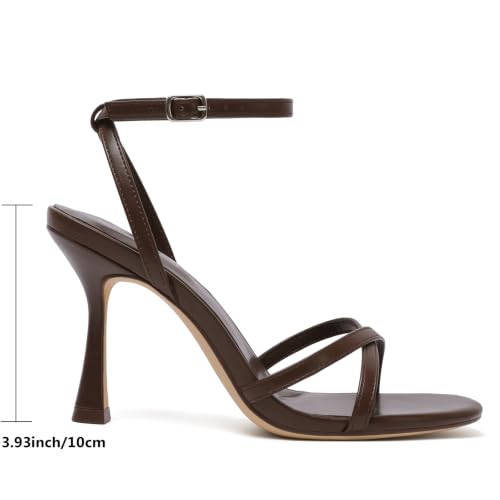 Image of Mostrin Strappy Heels for Women Ankle Strap Heels Women's Heeled Sandals for Party Prom Wedding