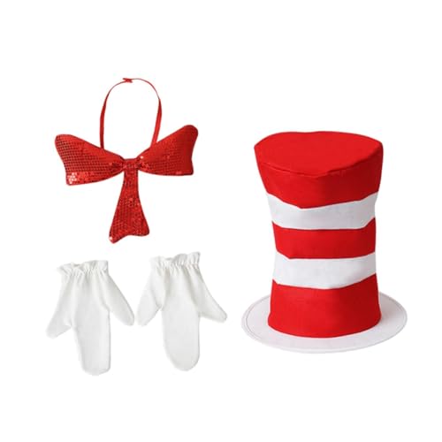 Accessoire de déguisement de chat avec chapeau gants et noeud papillon pailleté pour fête