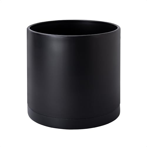 D'vine Dev Plastic Planter Pot with Saucer, 10 in, Black, 74-X-B-2