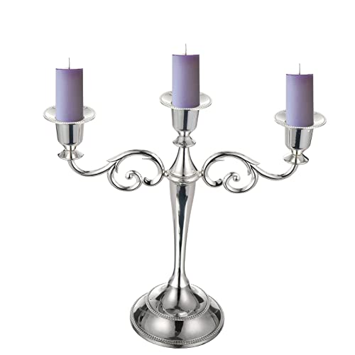 Coptiner Kerzenhalter 3 Arme Metall Kerzenständer für Spitzkerzen, Vintage Kandelaber Dekorativer Kerzenhalter für Hochzeit Kerzenlicht Dinner Party Tischplatten Heimdekoration (Silber)