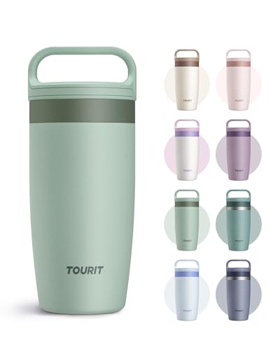 TOURIT Travel Coffee Mug 16 oz, Leakproof 2-Part Drink Lid C