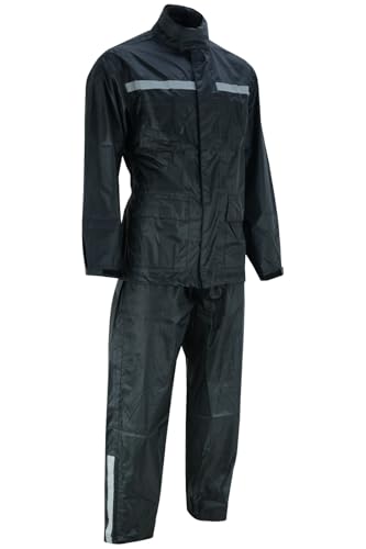 WMW WALI MOTO WEAR Motorrad Regenkombi Herren Damen Wasserdicht-Regenjacke Verschleißfest, 2-teiliges Set mit Jacke und Hose.Regen wasserdicht kombi (BLACK, L)
