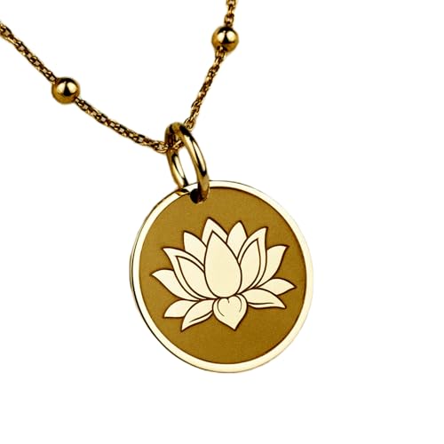 Collier en argent 925 doré LKBEADS avec un pendentif lotus raffiné