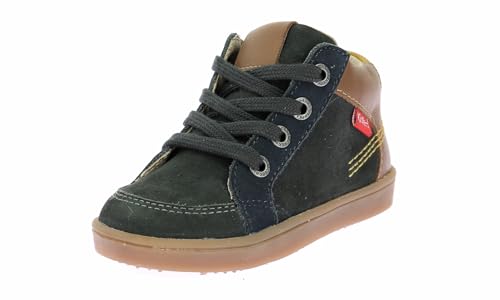 Kickers Unisex Kinder Weby Sneaker, DunkelgrĂĽnes Camel, 23 EU