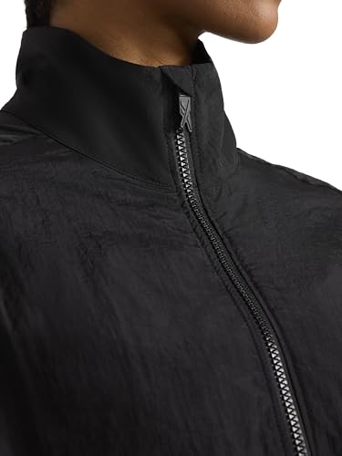 Reebok Women’s Woven Jacket, Standard Fit, Lightweight Nylon Woven Fabric, Black/Glitch Aqua, Small - image 4