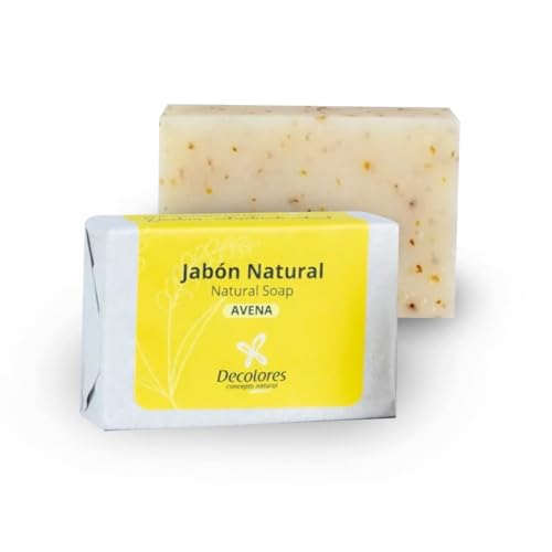 Decolores | Jabón Natural de Avena 100 gr | Jabón Antibacterial Facial y Corporal | Pastilla de Jabón Natural para Piel Sensible, Grasa y con Acné | Calma la Irritación y Limpia la Piel