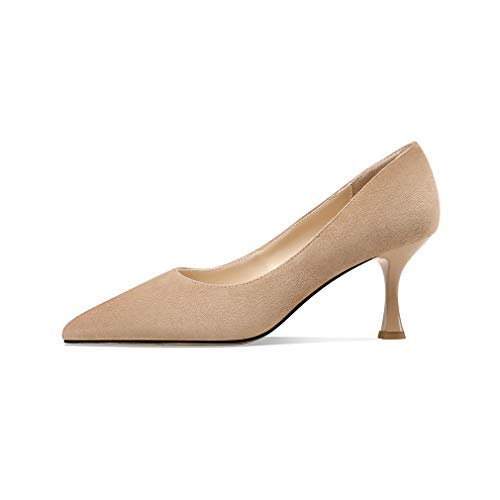 TinaCus Suede Leather Women's Handmade Pointed Toe Sexy Mid Stiletto Heel Slip On Office Party Pump Shoes2