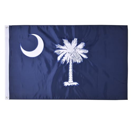 VICDRIA South Carolina Flag 3x5 US SC State Flags Outdoor Luxurious Full Embroidery Brass Grommets