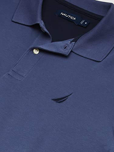 Nautica Men's Classic Fit Short Sleeve Solid Soft Polo Shirt, Blue Indigo Solid, Large #TOP2