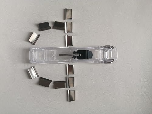 Handheld Paper Clam Clip Dispenser, Upquzzfy Portable Fast Paper Clipper with 50 Reusable Silver Metal Clips for Desktop Document Office/School/Home. — view 6