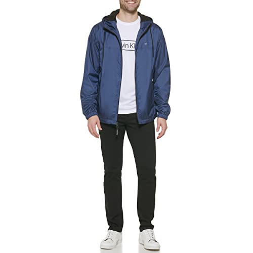 Calvin Klein Men’s Hooded Windbreaker, Navy, Medium #TOP1