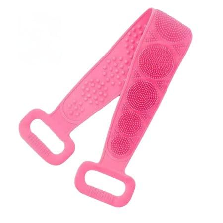 Silicone Back Scrubber Belt for Bath, Double-Sided, Pink | 360° Body Cleaning, Massaging Bristles, Foldable & Portable, Dual Texture Surface, Handle Grip Straps-image-27
