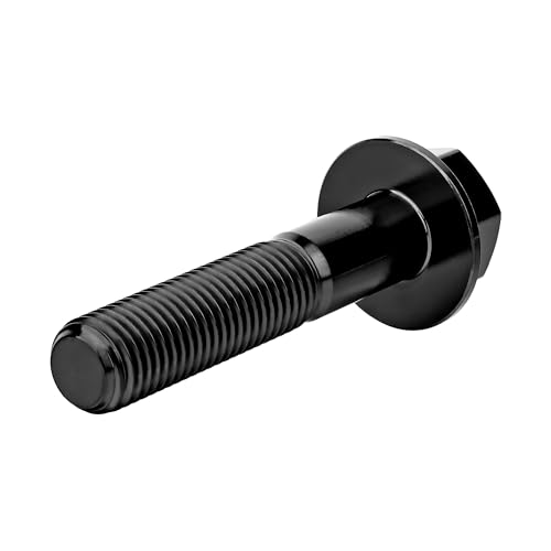 Image of Ti Screws M10 x 20 25 30 35 40 45 50 55 60 65 70 75 80 90 100mm 1.25 Pitch Titanium Flange Hex Bolt Pack of 4 (Black, M10x50mm)
