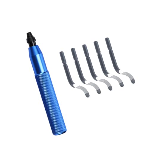 Image of Chamfer Scraper Tool Set with 5 High-Hardness Steel Inserts, Manual Deburring Handle for Burr Removal, Polymer Trimming, and Home Repair Tasks Inner Hole Scraper Burr Removal Hand Tool Chamfer Insert