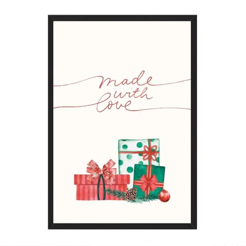 Christmas Gift Boxes Poster Canvas Print Black Framed Wall Art